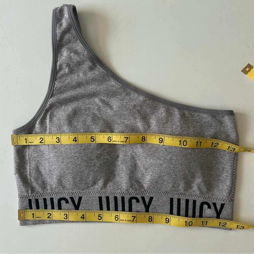 Juicy Couture Grey One Shoulder Sports Bra Logo Band Fall/Winter Athleisure M - Picture 5 of 6